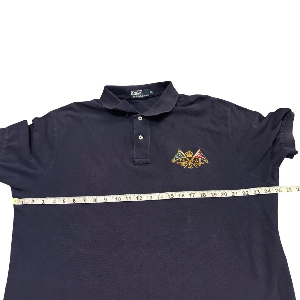 Polo Ralph Lauren Mens XL Navy Yacht Club Cruiser Team Graphic Back Patch Polo